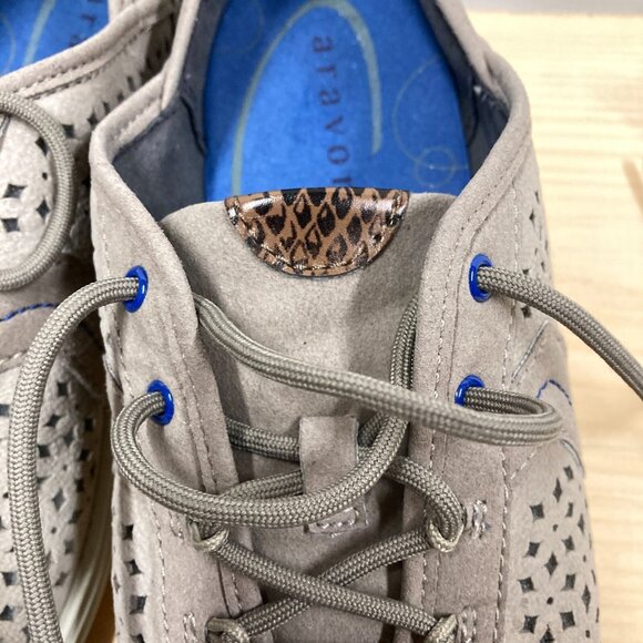 Aravon Betty-AR Leather Sneakers, Women's 8, Casual Lace-Up‎ Stone Tan Cut-Outs - Picture 6 of 10
